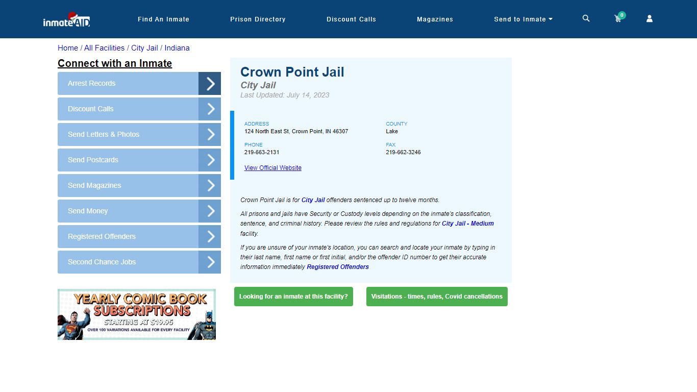 Crown Point Jail | Inmate Locator